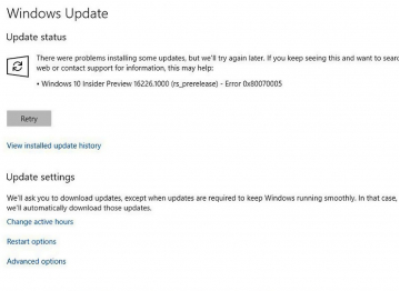 Chyba 0x80070005 vo Windows Update